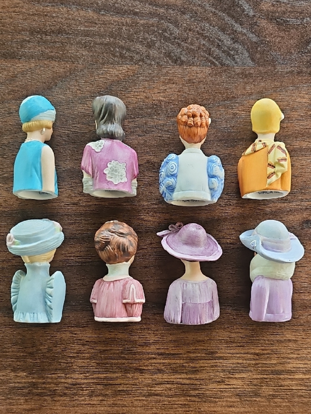 Vintage Avon Ladies Of American Fashion Porcelain Thimble Complete Set Of 8 - Picture 2 of 4